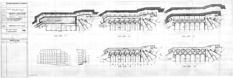 Plans des 5 premiers niveaux / Collectif Architecture, 25 février 1971 (AC Morzine)