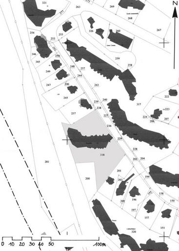 Plan masse, extrait du plan cadastral