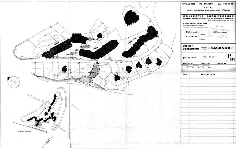 Dossier d'exécution / Collectif Architecture, 15 juin 1969. Plan masse (AC Morzine)