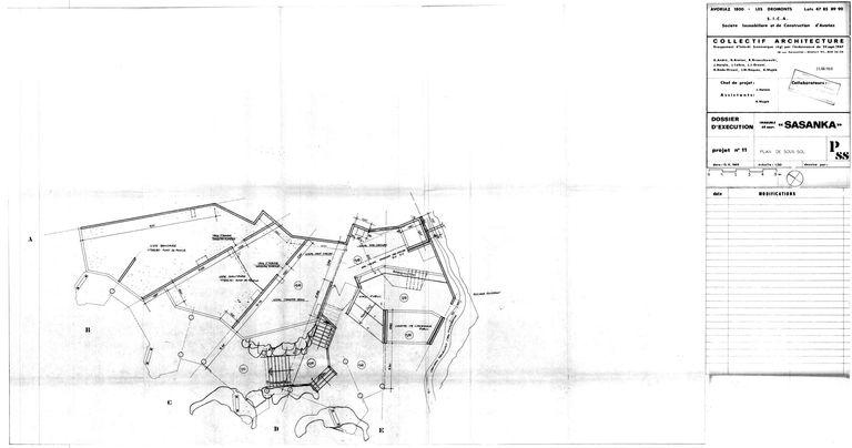 Dossier d'exécution / Collectif Architecture, 15 juin 1969. Plan du sous-sol (AC Morzine)