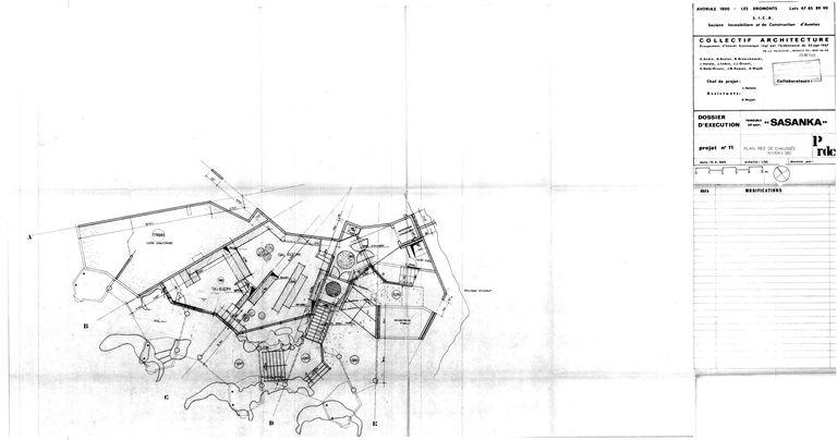 Dossier d'exécution / Collectif Architecture, 15 juin 1969. Plan du rez-de-chaussée (AC Morzine)