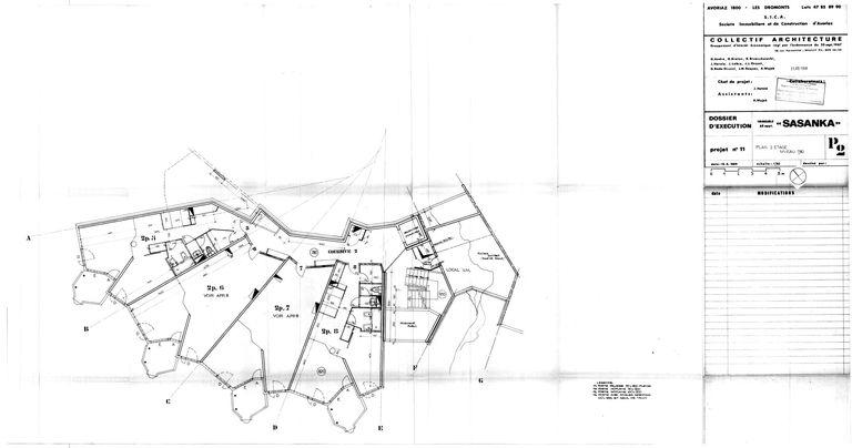 Dossier d'exécution / Collectif Architecture, 15 juin 1969. Plan du 2e étage (AC Morzine)