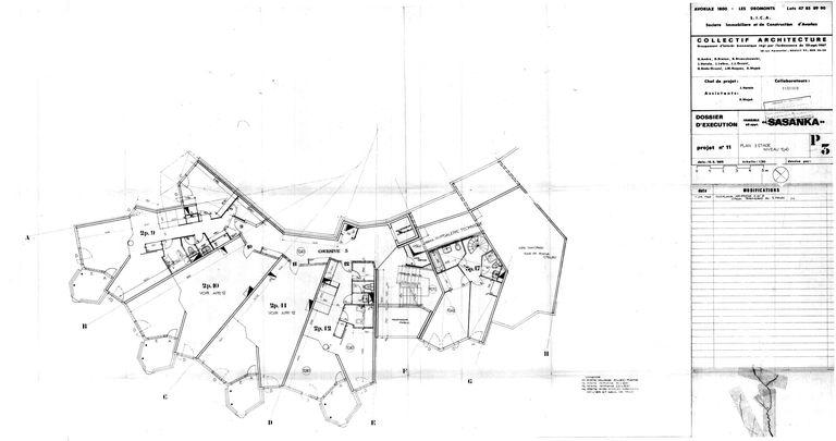 Dossier d'exécution / Collectif Architecture, 15 juin 1969. Plan du 3e étage (AC Morzine)