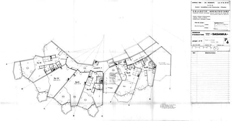 Dossier d'exécution / Collectif Architecture, 15 juin 1969. Plan du 4e étage (AC Morzine)