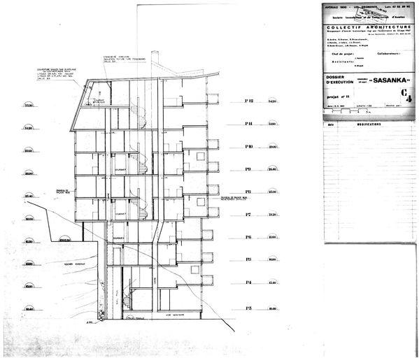 Dossier d'exécution / Collectif Architecture, 15 juin 1969. Coupe transversale (AC Morzine)