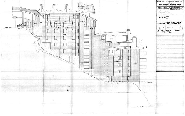 Dossier d'exécution / Collectif Architecture, 15 juin 1969. Elévation nord (AC Morzine)