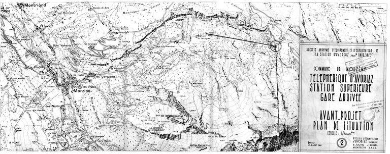 Téléphérique d'Avoriaz. Gare supérieure. Avant-projet. Plan de situation / M. Jolivel, J. Rouxel, 4 août 1961 (AC Morzine)