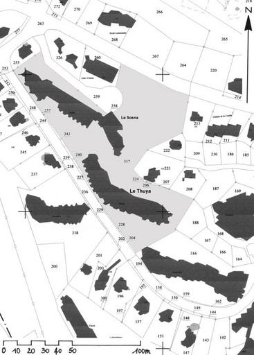 Plan masse, extrait du plan cadastral