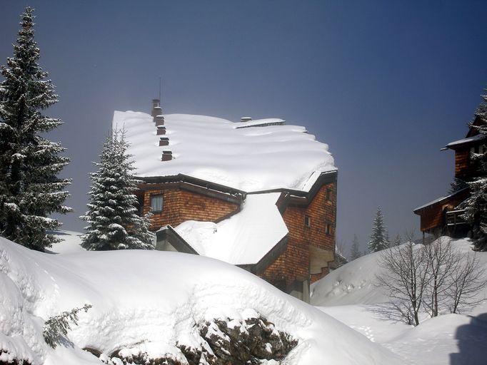 Le pignon aval en hiver