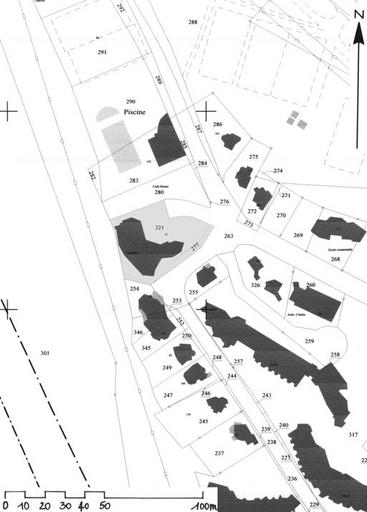 Plan masse, extrait du plan cadastral