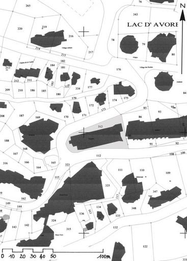 Plan masse, extrait du plan cadastral