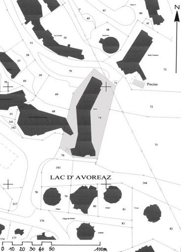 Plan masse, extrait du plan cadastral