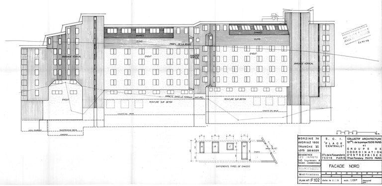 Elévation nord. Permis de construire modificatif. Collectif Architecture, Groupe de Coordination d'Entreprises, 9 janvier 1978 (AC Morzine)