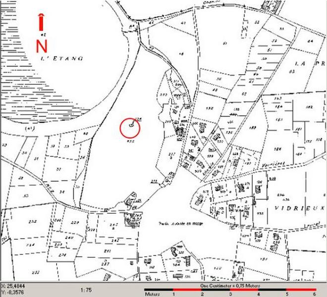 Plan de situation, extrait du plan cadastral mis à jour en 1984, section B, échelle originale 1:2500.