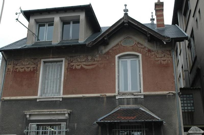 Villa, détail du mur peint (premier étage), avenue Lacassagne.