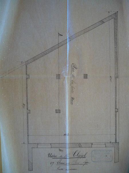 AC Lyon : sans cote, plan de la construction d'une annexe à l'usine de monsieur Cluzel par monsieur Sirieix (entrepeneur).