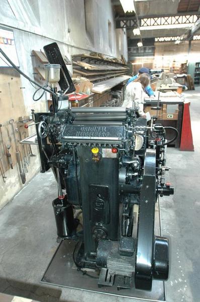 Heidelberg Platine, vue arrière sur les rouleaux à encre.
