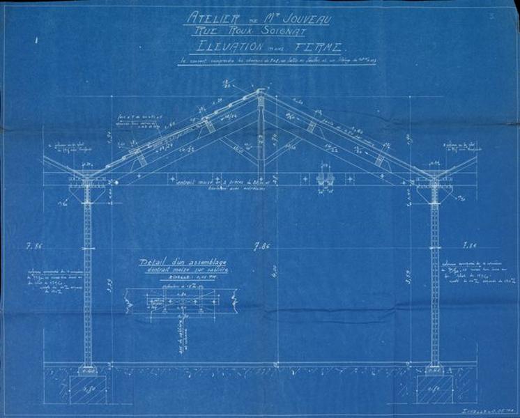 AC Lyon : 344 WP 083 PCA n°0249, détail d'une ferme du hangar de M. Jouveau par M. Pinet