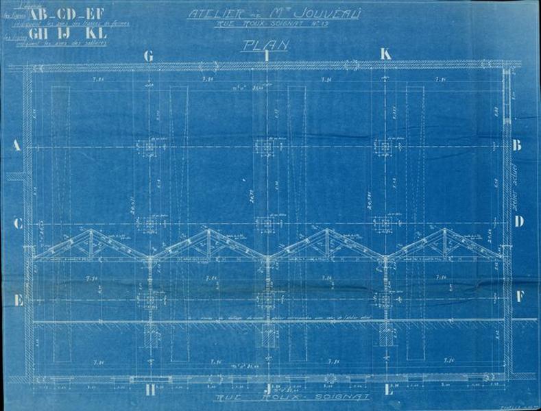 AC Lyon : 344 WP 083 PCA n°0249, plan du hangar de M. Jouveau par M. Pinet