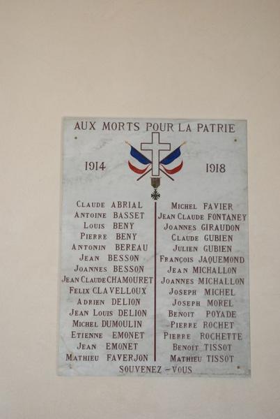 Vue d'ensemble de la plaque commémorative.