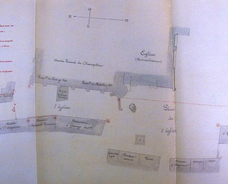 23 septembre 1903. Projet de fixation de la rue de l'Eglise et de la partie...Plan d'alignement dressé par l'agent voyer d'arrondissement soussigné... A Montbrison le 20 septembre 1903.