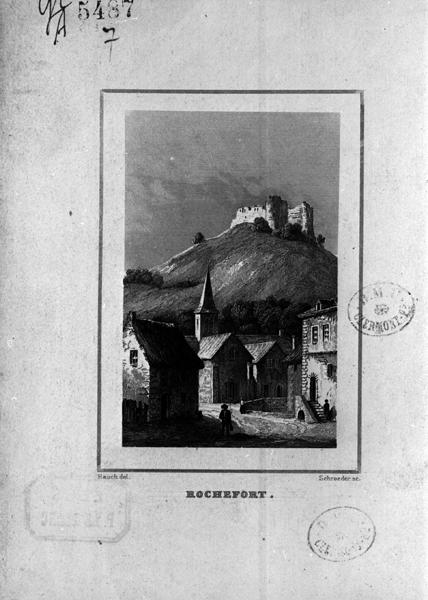 Rochefort [Vue du village et du château en ruines]