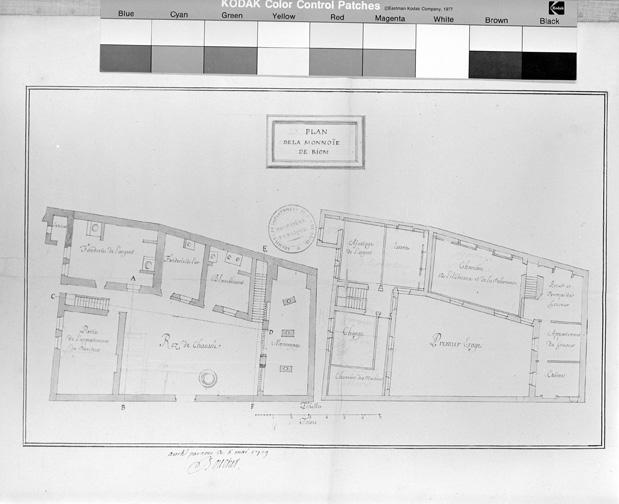 Plans de la Monnoïe de Riom,[par Saladin, architecte et ingénieur, 1719], «arrêté par nous ce 6 mai 1719. Boucher» [intendant]