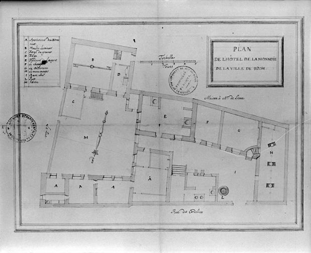 Plan de l'hôtel de la Monnoïe de la ville de Riom, [entre 1710 et 1719]