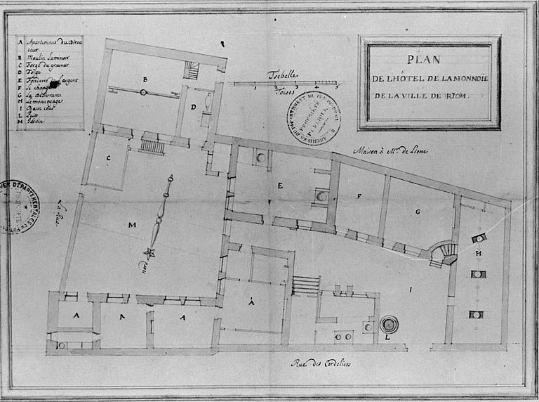 Plan de l'hôtel de la Monnoye de la ville de Riom