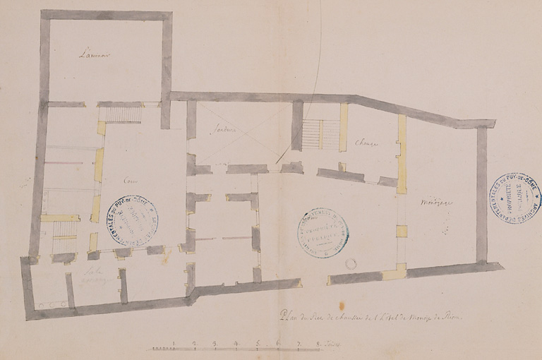 Plan du rez-de-chaussée de l'hôtel de Monnoye de Riom