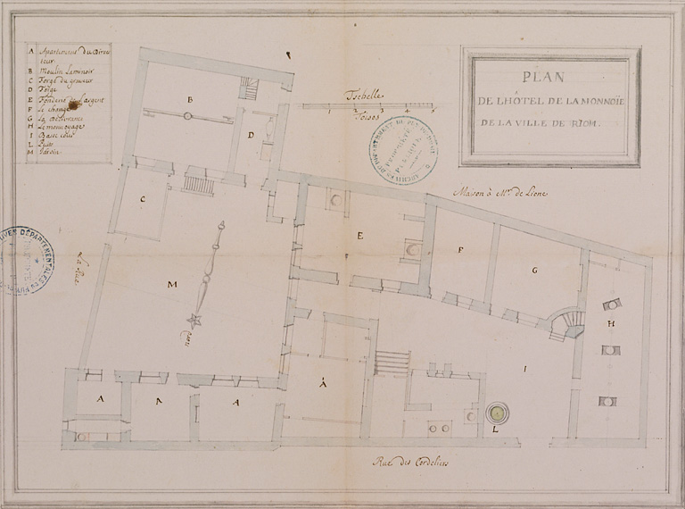 Plan de l'hôtel de la Monnoye de la ville de Riom