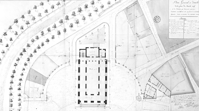 Plan général et détaillé de la Place du marché neuf.