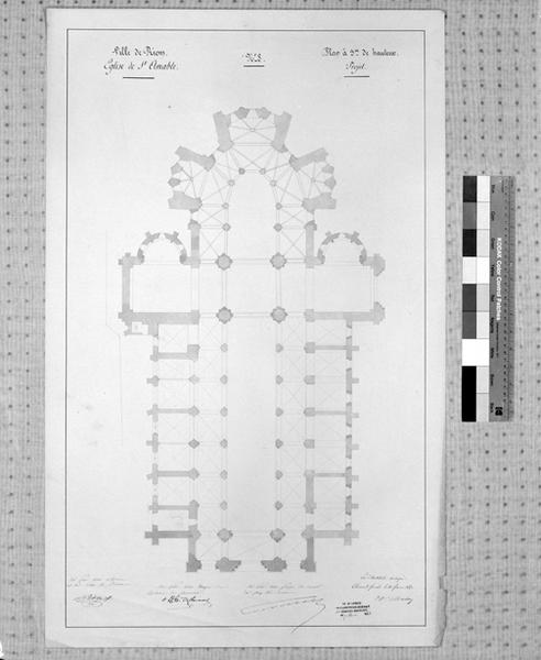 Ville de Riom. Eglise de Saint-Amable n°8. Plan à 3 m. de hauteur, projet, par A. Mallay, architecte, 11 février 1851