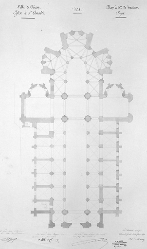 Ville de Riom. Eglise de Saint-Amable n°8. Plan à 3 m. de hauteur, projet.