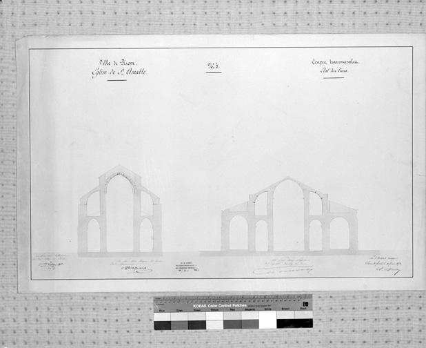 Eglise de Saint-Amable n°5. Coupes transversales, état des lieux, par A. Mallay, architecte, 11 février 1851