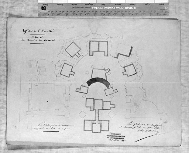 Eglise de St.-Amable. Plan du choeur et des caveaux, par A. Mallay, architecte, 1er décembre 1851