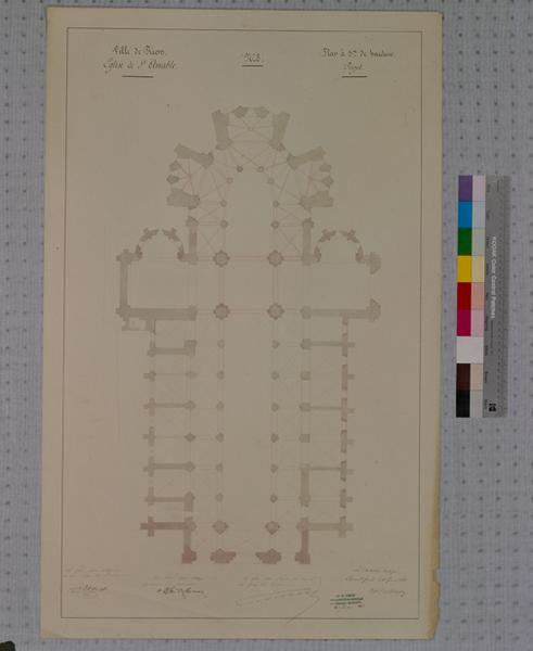 Ville de Riom. Eglise de Saint-Amable n°8. Plan à 3 m. de hauteur, projet, par A. Mallay, architecte, 11 février 1851