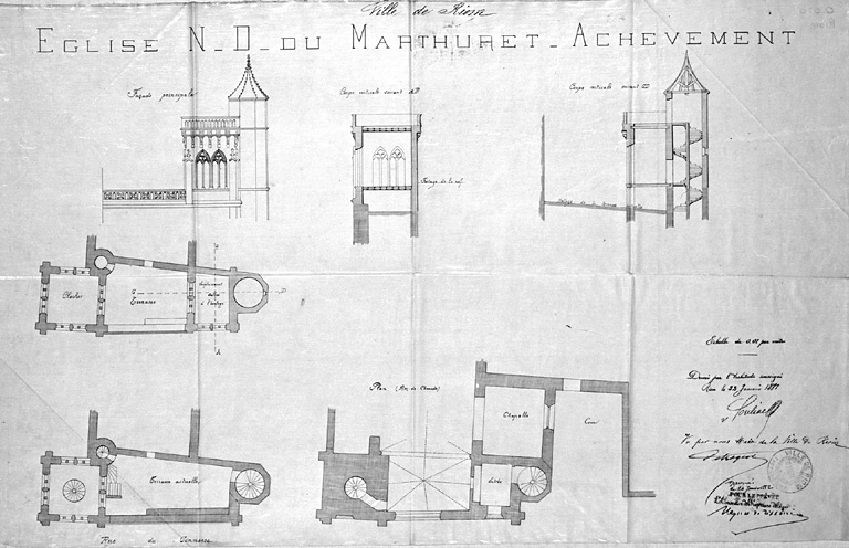 Ville de Riom. Eglise N.D. du Marthuret. Achèvement.