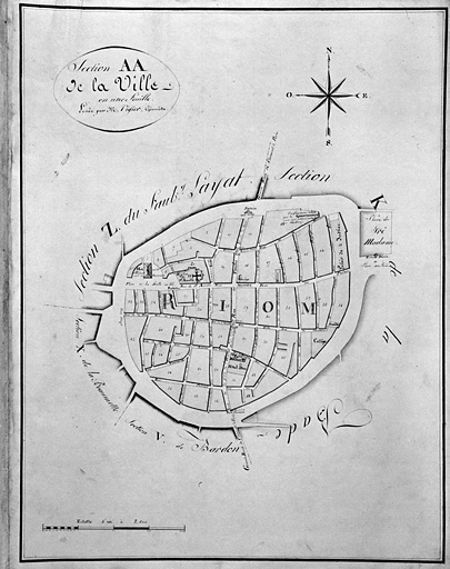 [Plan cadastral parcellaire de Riom], section AA de la ville