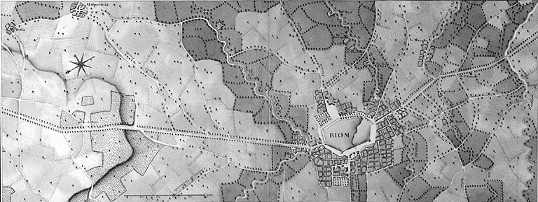 Atlas de Trudaine : Généralité de Riom I : route de Paris en Languedoc depuis Aubiat (Puy-de-Dôme) jusqu'au delà de Fix-Villeneuve (Haute-Loire) par Riom, Clermont, Brioude.