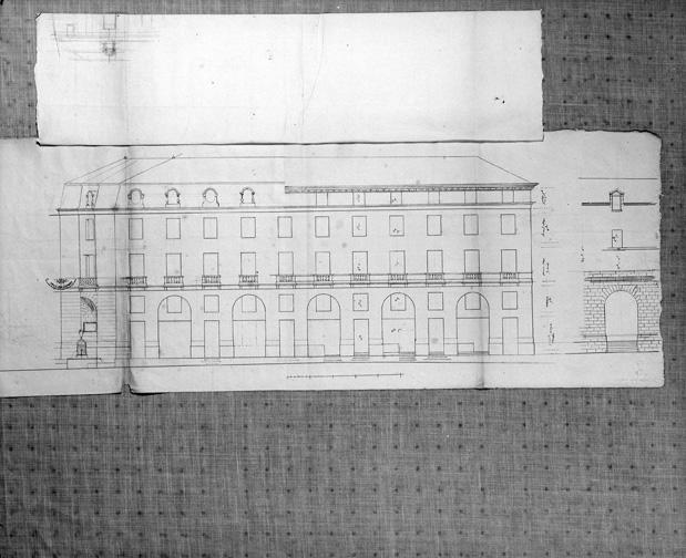 Elévation des façades, encre/papier, par Attiret, 1794.