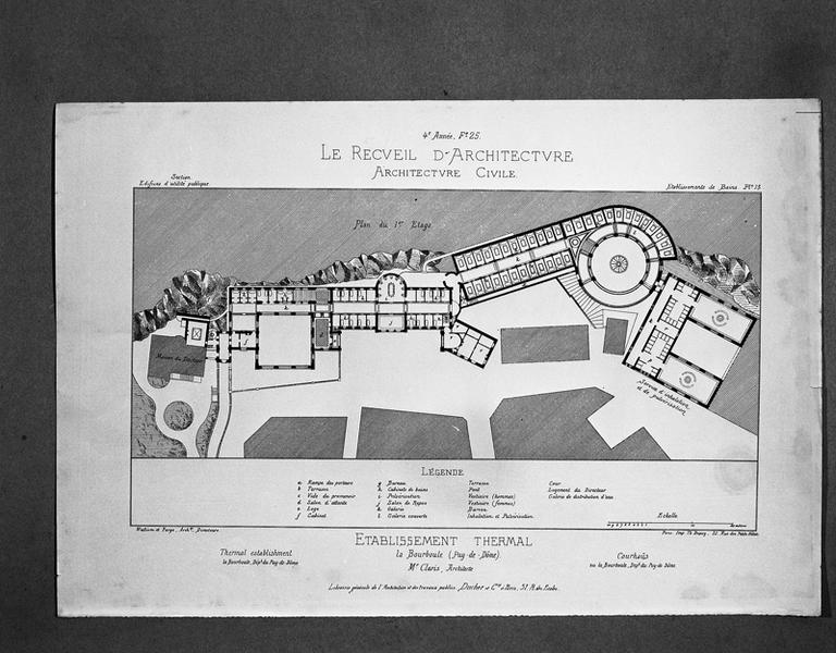 Etablissement thermal à La Bourboule (Puy-de-Dôme) Plan du 1er Etage