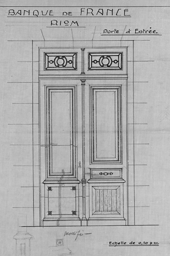 Banque de France. Riom. Porte d'entrée.