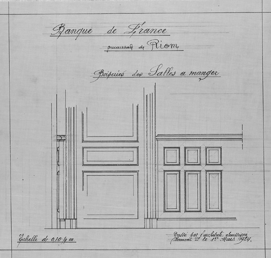 Banque de France. Succursale de Riom. Boiseries des salles à manger.