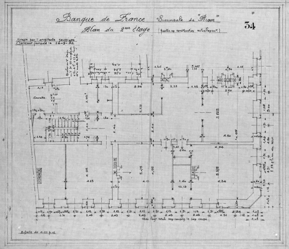 Banque de France. Succursale de Riom. Plan du 2ème étage.