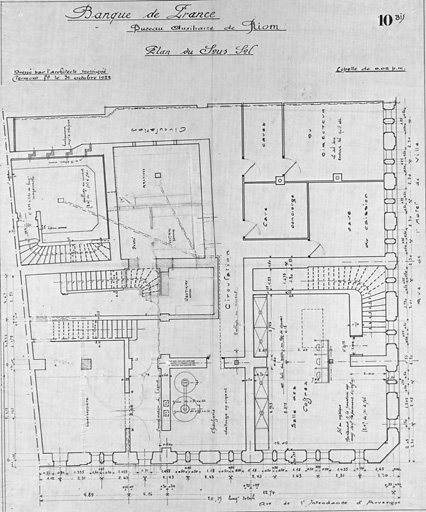 Banque de France. Bureau auxiliaire de Riom. Plan du sous-sol.