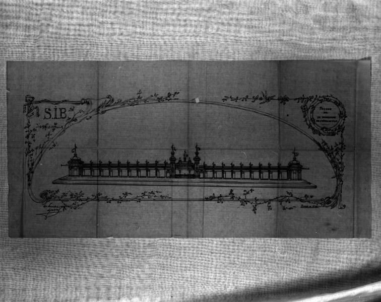 Projet d'aménagement de boutiques et d'abris. S.I.B. Façade sur le boulevard de l'hôtel de ville. [Projet non réalisé].