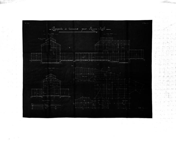 Charpente et terrasse pour Music-Hall Plan et coupes