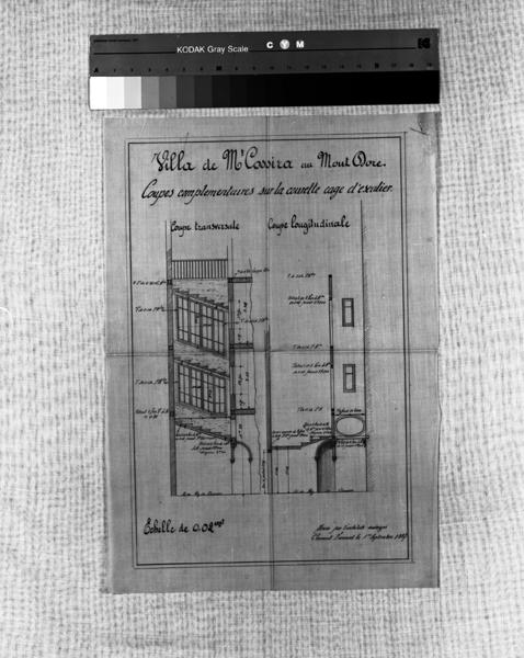 Villa de Mr Cossira au Mont-Dore. Coupes complémentaires sur la courette cage d'escalier.