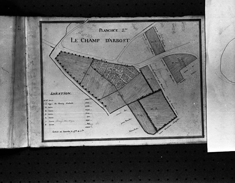 Plan géométrique du domaine des Fourniers. Appt au C. Blaize Boudet., 2e planche d'un atlas de onze planches, dessin encre et lavis sur papier, s.n., s.d.[fin du XVIIIe siècle:1792?]